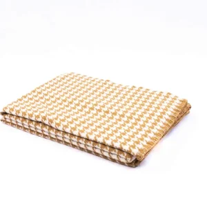 Wollen Plaid – Geel/Oker – Pied-de-poule patroon – Røros – 200x150cm