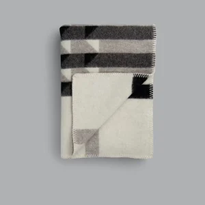 Wollen Plaid – Beige/Grijs/Zwart – Geblokt/Gestreept patroon – Røros – 200×135