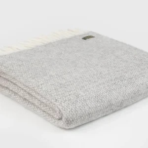 Wollen Plaid – Grijs/Wit – Vlokjes patroon – Tweedmill – 183x150cm
